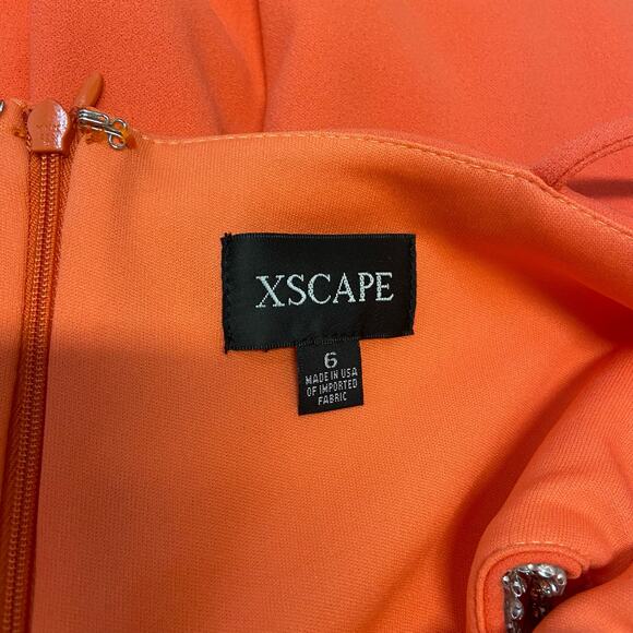 Xscape Evenings Side Cutout Scuba Crepe Long Gown Coral Pink - Picture 8 of 9